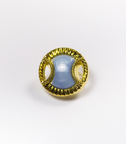 Pearl Centre Gold Rim Shank Button Size 24L x10 Sky - Click Image to Close